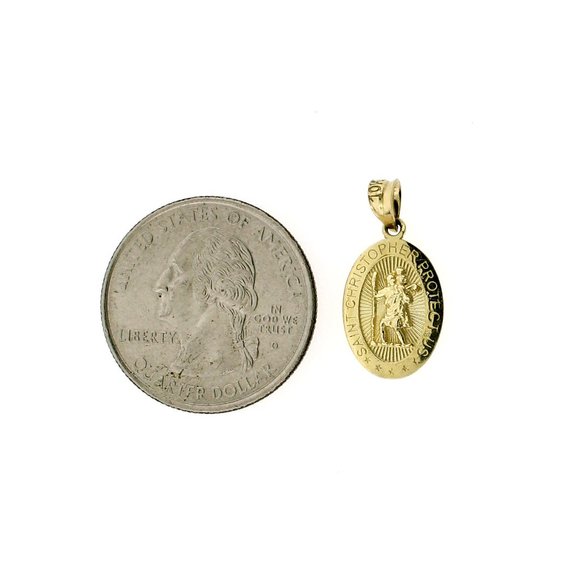 10K Real Gold Rope Chain and Saint Christopher Pendant Set - Picture 6 of 11